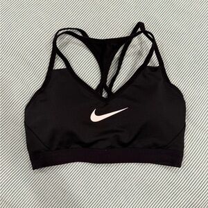 Nike Women's Black Sports Bra with White Logo